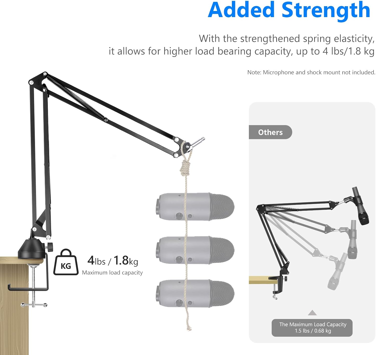 Neewer Microphone Arm Stand, Suspension Boom Arm Stand with Upgraded C-Clamp, Pop Filter, 3/8”–1/4” & 3/8”–5/8” Adapter, Mic Clip, Compatible with Blue Yeti Nano Snowball Ice, Ring Light, DLSR Camera : Musical Instruments