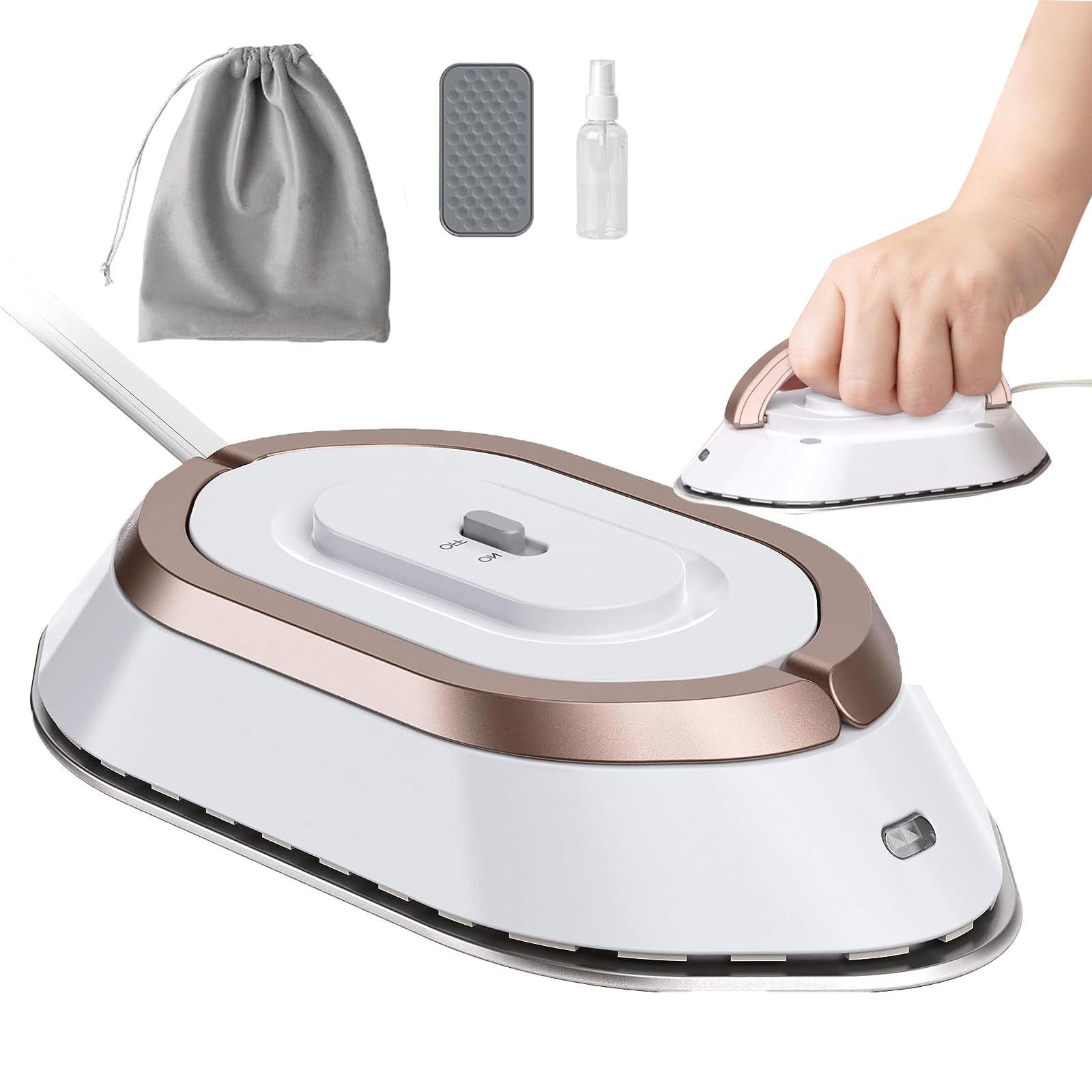 Travel Iron with Dual Voltage Mini Dry Iron for Clothes (No Steam), Non-Stick Ceramic Soleplate, 302℉ Heat Press Machine for Quilting & Sewing