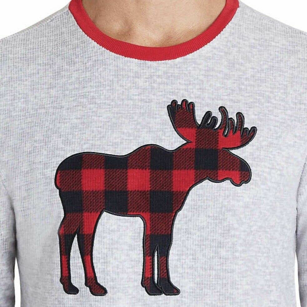Eddie Bauer Men's Moose Red Buffalo Plaid Sleep Set for Christmas Holiday Family Sleepwear Pajama Set, Size XXL3