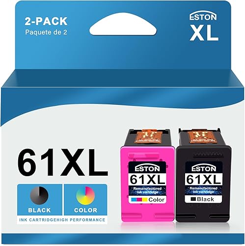 ESTON Paquete combinado de cartuchos de tinta 61XL remanufacturados de repuesto para cartuchos de tinta HP 61 XL para usar con impresora HP Envy