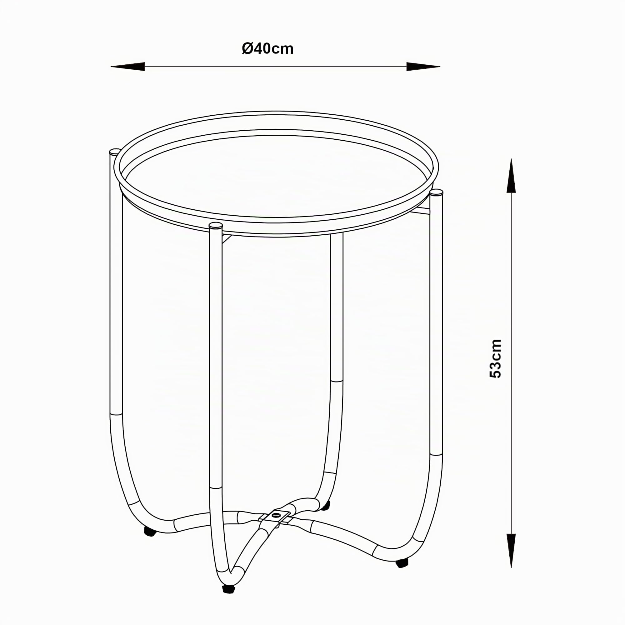 [en.casa] Table Basse avec Plateau Rond Amovible Table d'Appoint pour Extérieur Intérieur Jardin Terrasse Balcon Table de Bistrot Design Intemporel Acier 53 x 40 cm Jaune