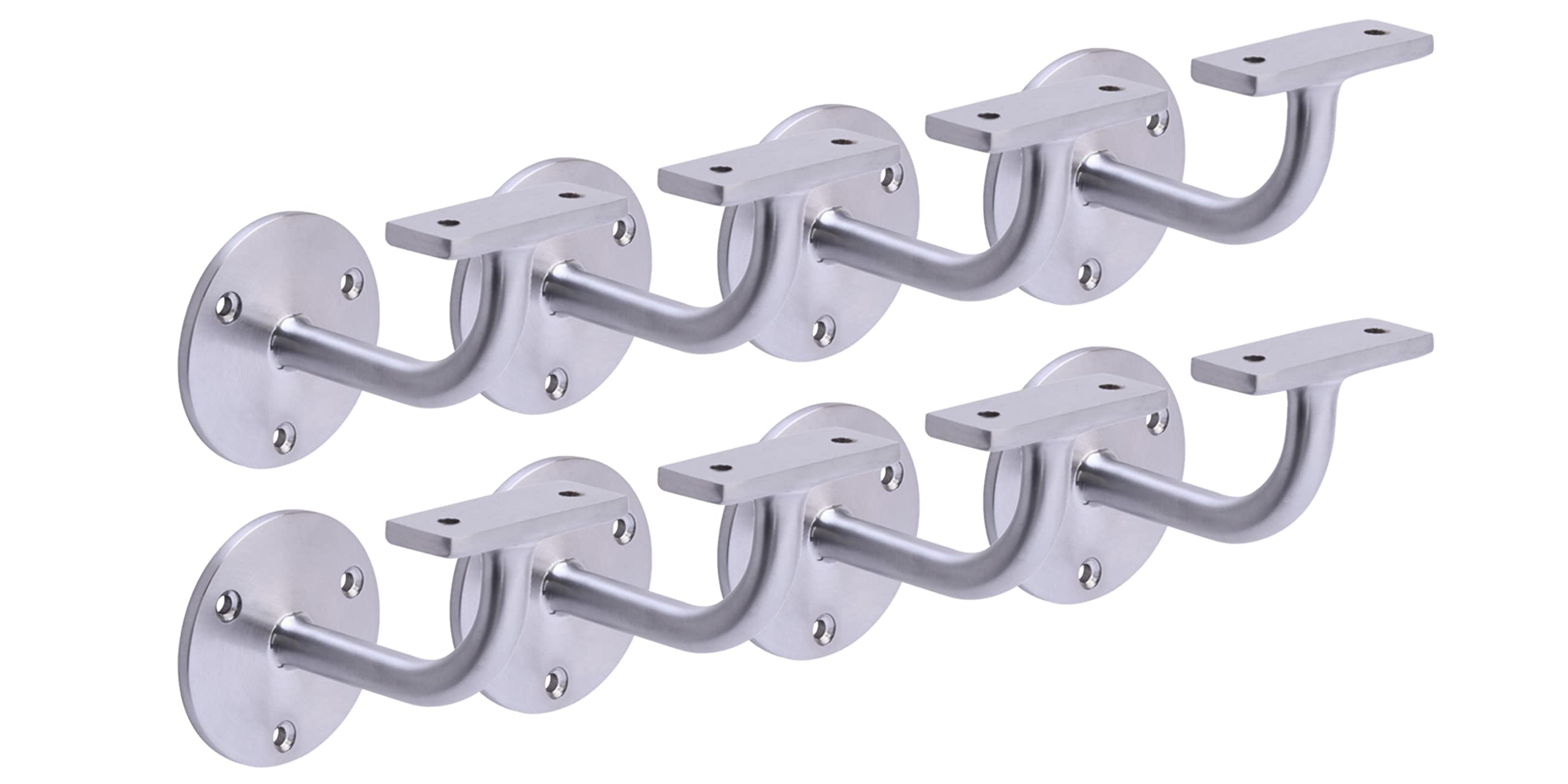 Hunta Satin Chrome Handlezone® 8 Pack Heavy Duty Handrail Bracket For Stair Bannister, Wood And Steel Handrail