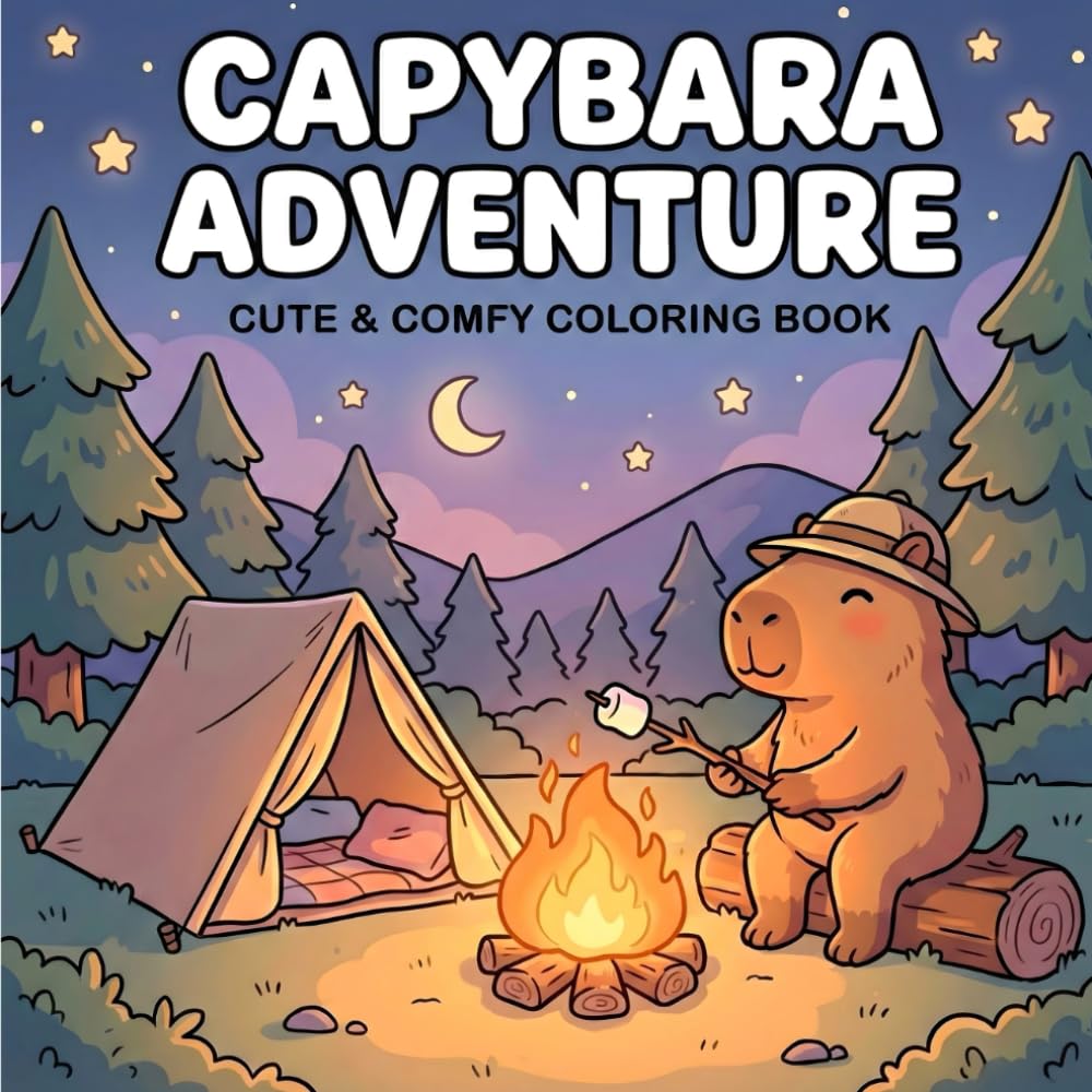 Capybara Adventure Coloring Book: 50 Adorable and Stress-Relieving Designs Featuring Funny Capybaras, Chill Vibes, and Aesthetic Scenes for Relaxation and Mindfulness