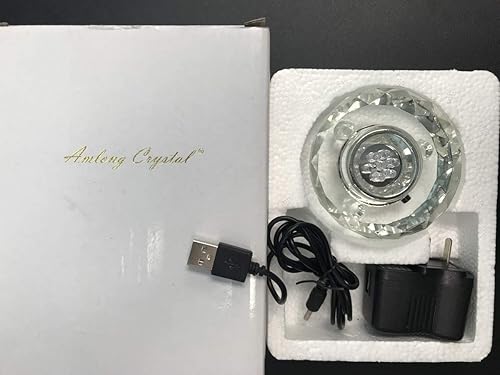 Miniatura 3 de Amlong Crystal 7 luces de color LED iluminadas soporte de exhibición de cristal redondo