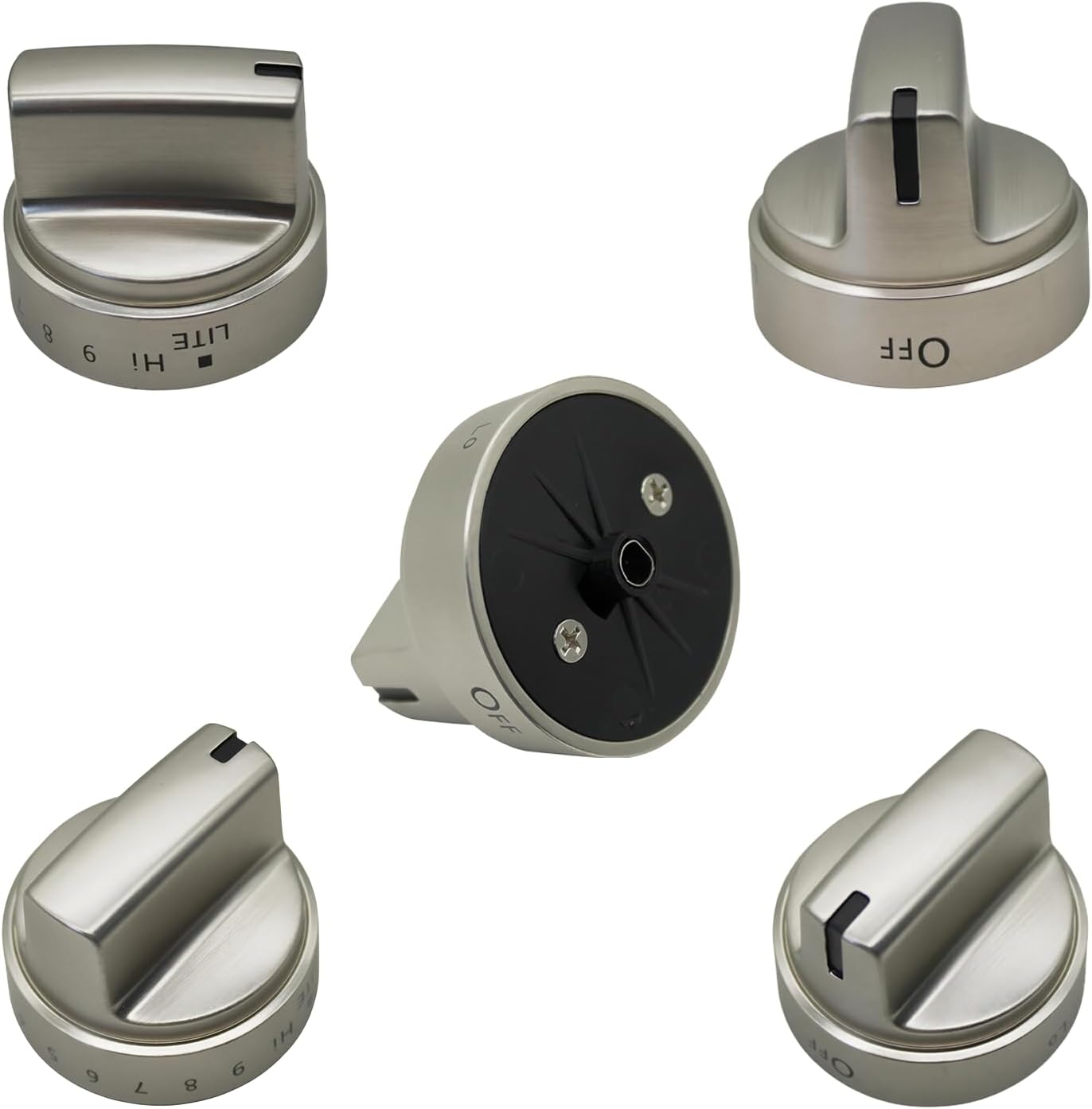 5Pcs WB03X24818 Stove Knob Replacement for GE Gas Range -Reinforced D-Shape Hole, Compatible with JGB700SEJ4SS JGB735SP1SS JGB700SEJ1SS