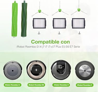 Kit de Accesorios de Repuesto, Compatible con iRobot Roomba i7 i7+/i7 Plus E5 E6 E7 Serie Robot Aspiradora, Recambio de reemplazo para Roomba i & e Series - Pack de 11PCS2