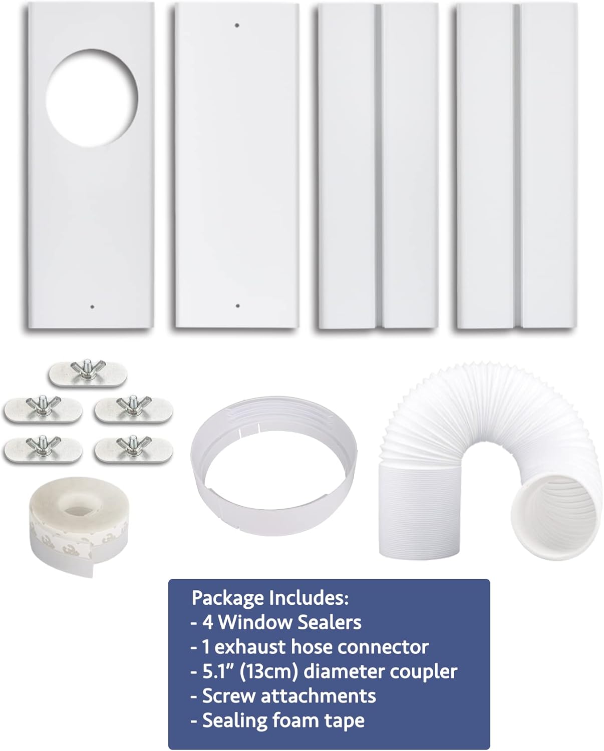 Alpine Hardware Portable Air Conditioner Window Kit with Coupler Adjustable Window Seal for AC Unit, Sliding AC Vent Kit for Exhaust Hose, Universal for Ducting with 5.9 Inches Diameter