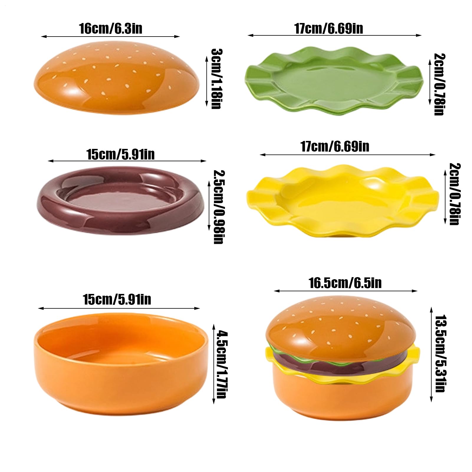 Set Di Ciotole E Per Hamburger Posate In Ceramica Impilabili | Ciotole Per Snack Divertenti Per Organizzatori Di Feste Cuochi Domestici Cena In Famiglia Picnic All'Aperto Compleanno