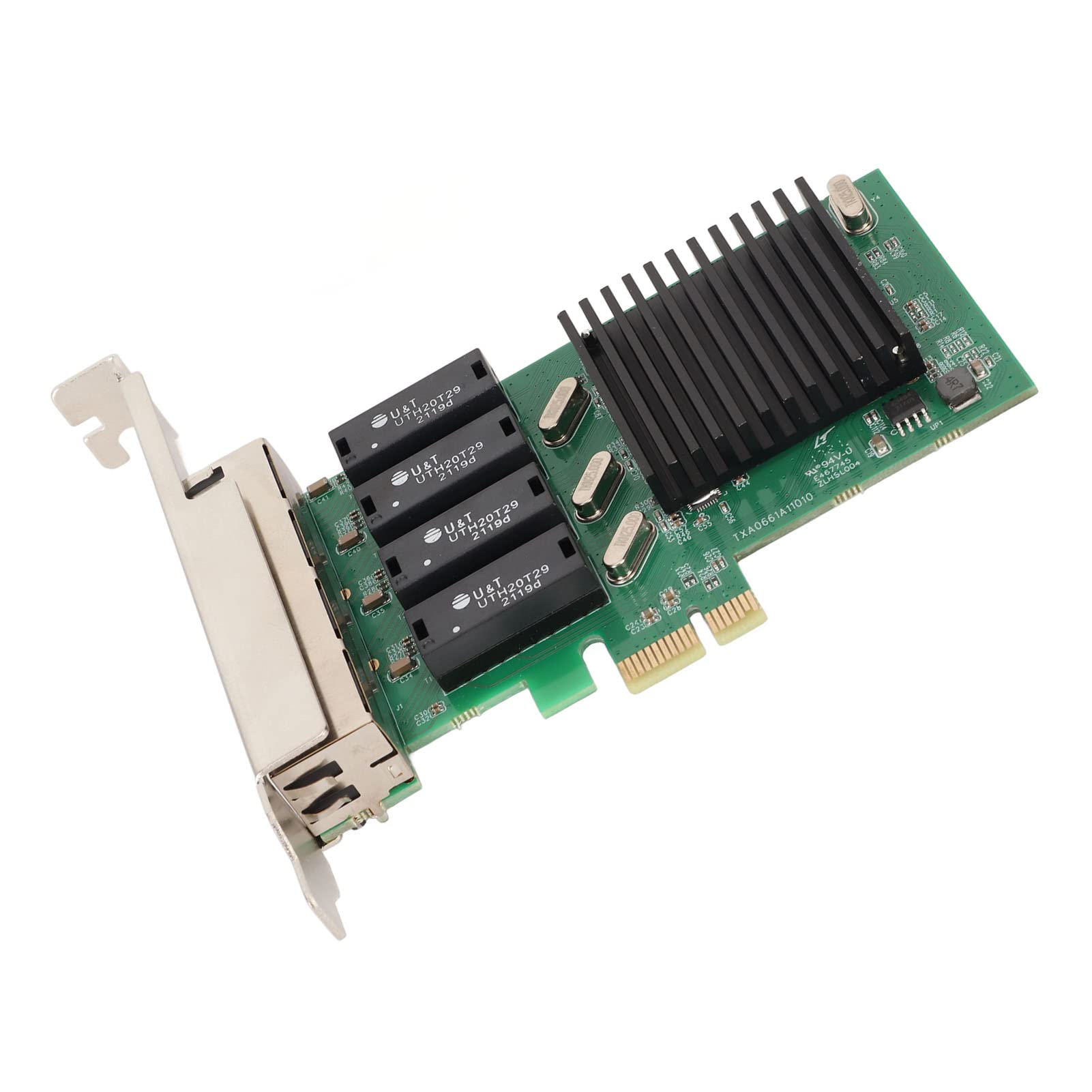 SUNGOOYUE Carte Réseau PCIe, Carte Ethernet Gigabit 4 Ports, Transmission 1000 Mbps PCI Express 1.1, avec Dissipateur Thermique pour Ordinateur de Bureau Serveur