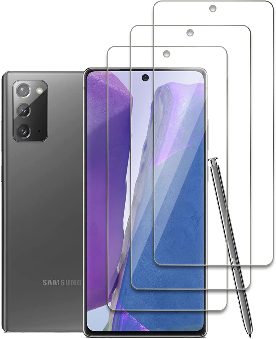 Pack of 3 Screen Protectors Compatible with Samsung Galaxy Note 20 9H Hardness Tempered Glass Anti-Scratch Anti-Oil Anti-Bubble Easy Installation