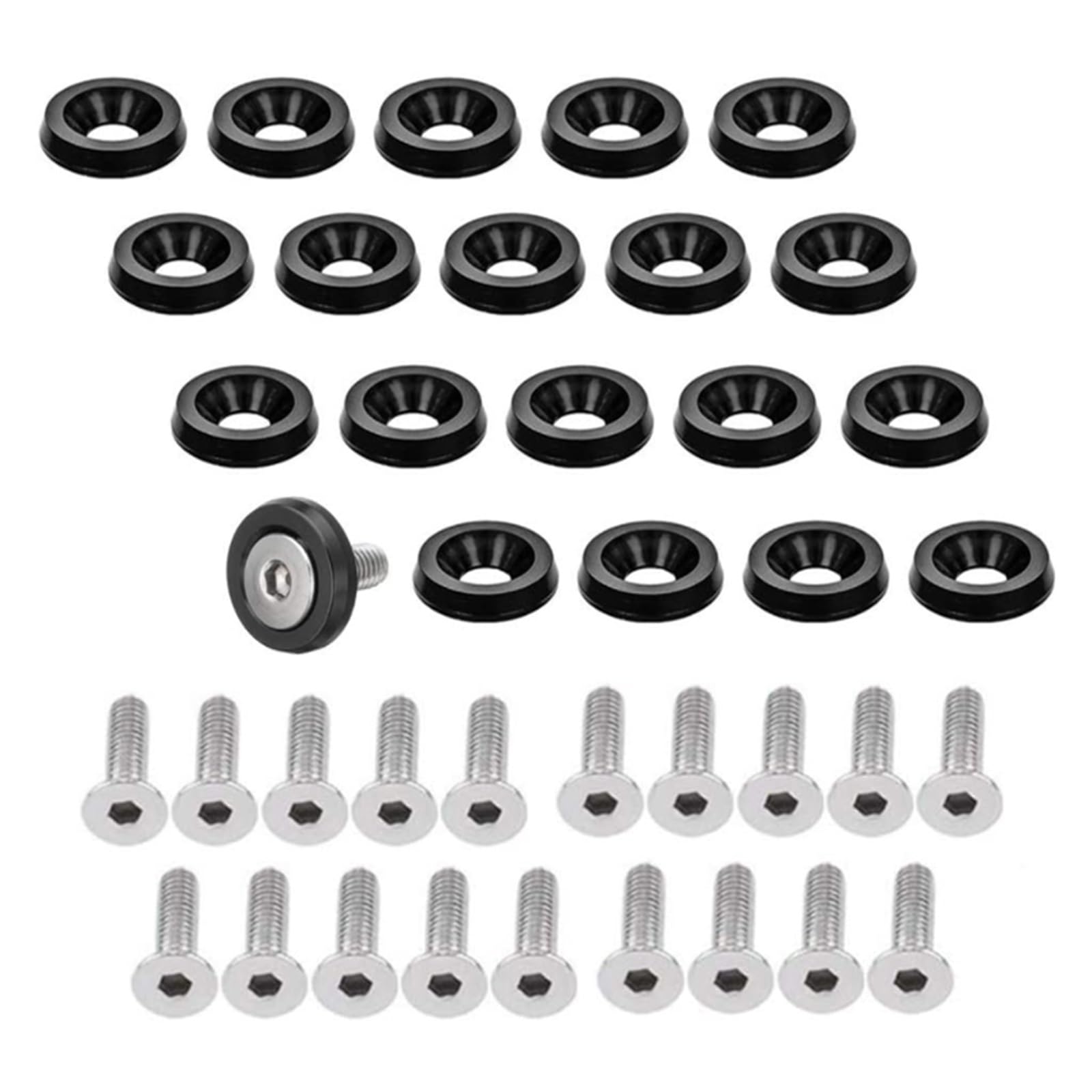 M2-M6 sujetadores hexagonales modificados for coche, arandela for parachoques, tornillos cóncavos for motor, arandela, pernos for placa de matrícula, estilo de coche(Silver,M4)