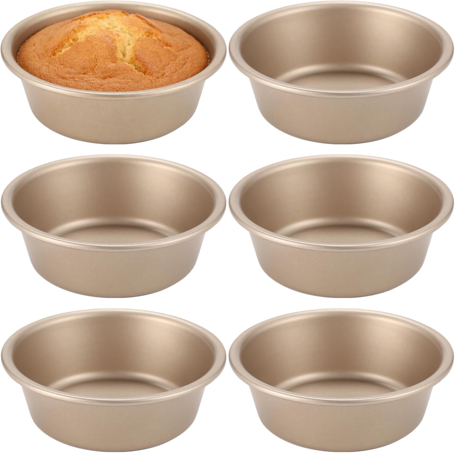 6Pcs Mini Cake Pans, 4 Inch Mini Pie Tins Hamburger Bun Pans for Baking, Air Fryer Hamburger Bun Mold Cupcake & Hamburger Molds, Multipurpose Oven Safe Bakeware for Home Kitchen Pastry Dessert Bread