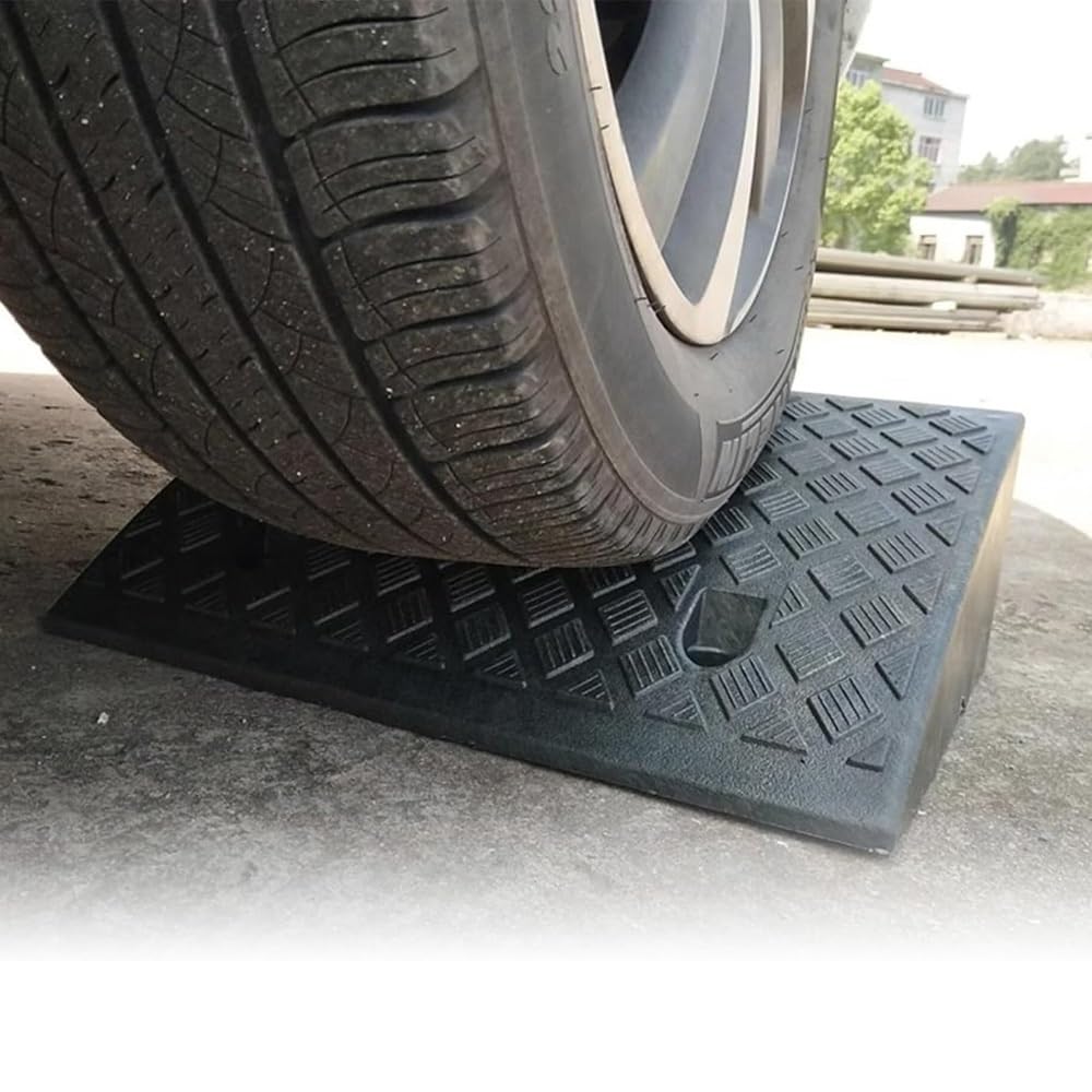 Rampe De Trottoir En Caoutchouc - Pour Marche Hauteur 5-13 Cm, Bordure Pour Trottoirs, Voitures, Camions, Accès, Vélos, Motos, Chiens, Fauteuils Roulants (Noir, 50*27*7cm)