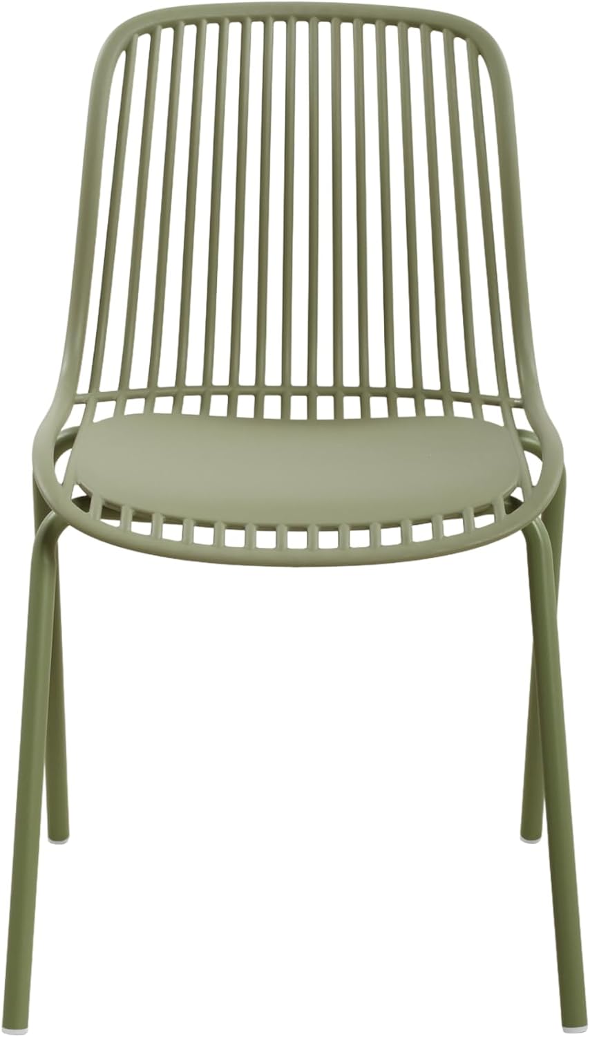 Christopher Knight Home Bentley Outdoor Dining Chairs Set of 2, Modern Patio Dining Chairs with Metal Frame and Weather Resistant Plastic Seat, Patio Armless Chairs for Garden Deck, Sage Green