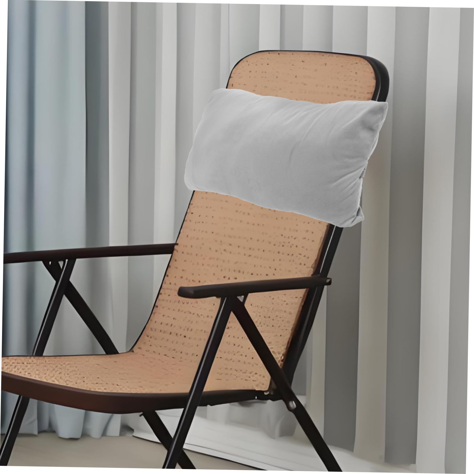 Cuscino Poggiatesta Per Sedia a Sdraio Pieghevole, Supporto Ergonomico in Spugna e Tessuto Con Cinghia Elastica, Accessorio Per Sedie Da Spiaggia e Da Ufficio, Allevia Dolore Al Collo
