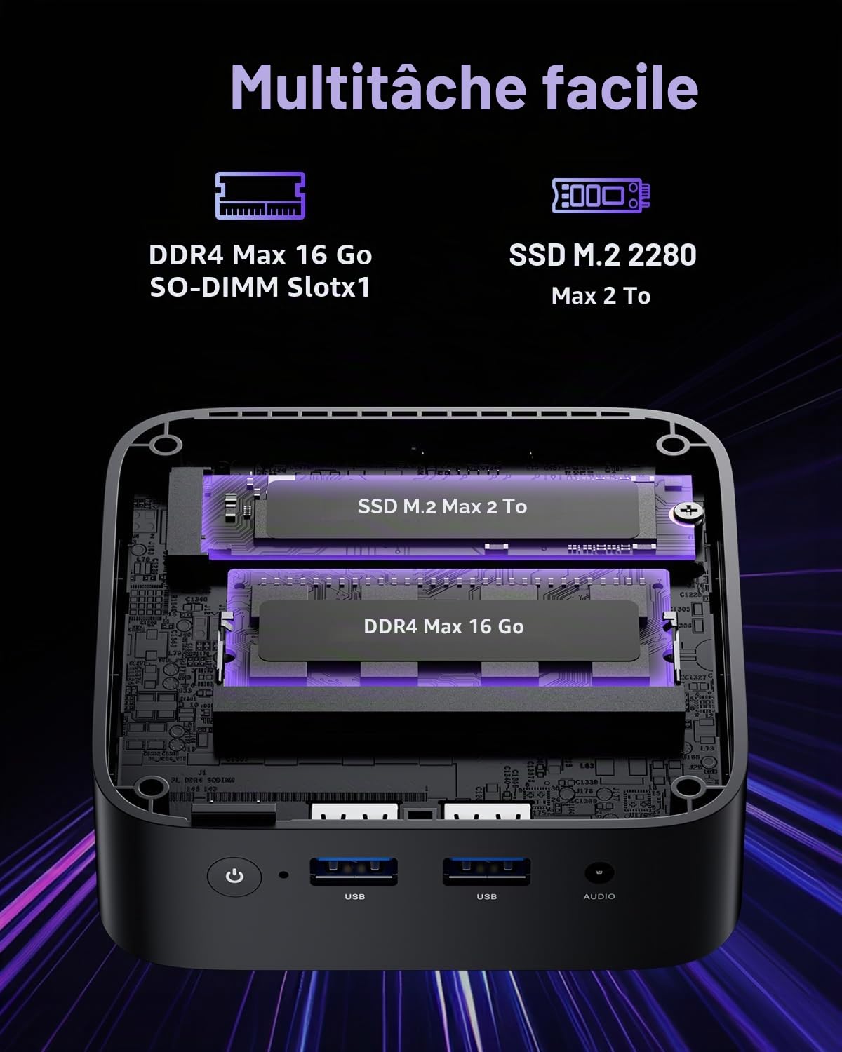 ACEMAGICIAN Vista V1 Mini PC,16 Go DDR4 1To SSD, Ιntel Alder Lake-N97(jusqu'à 3,6 GHz) Micro Ordinateur de Bureau
