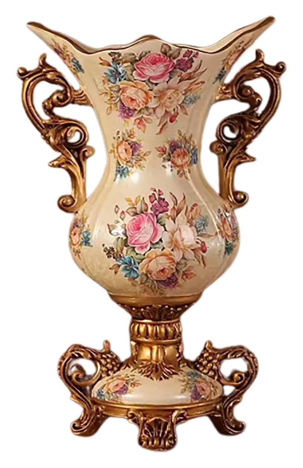 SnamicE Vase Tabletop Solid Both Ears Resin Vase 42cm Tall Flower Arrangement Decorative Vase for Floor Table Living Room Shelf Farmhouse,