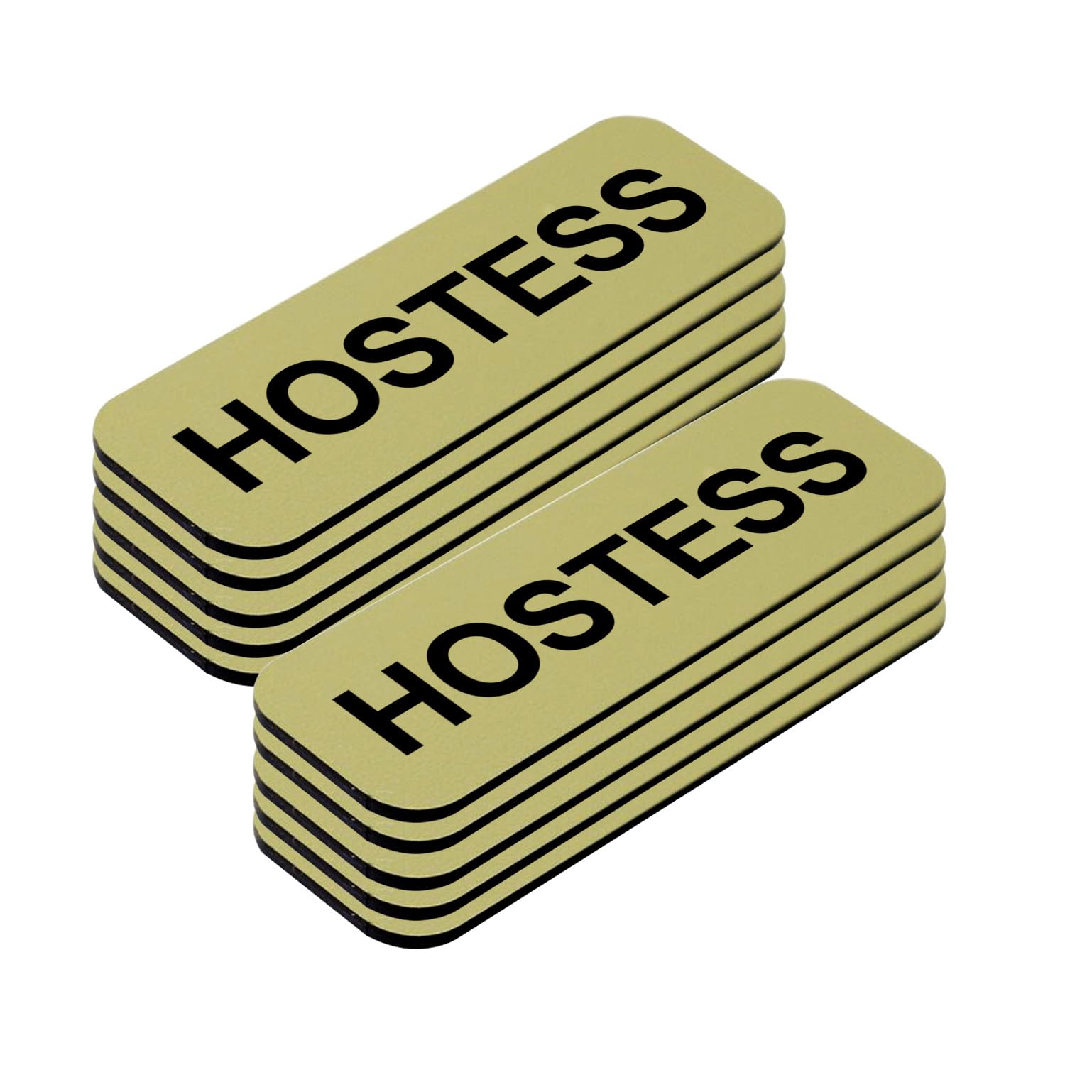 Hostess 1 x 3 Name Tag, Brushed Gold (10 Pack)