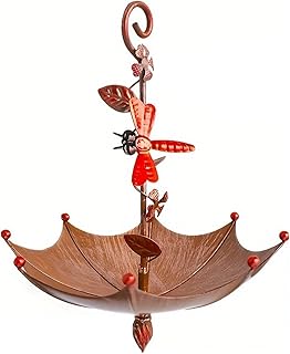 toxaaiwr Comederos para pájaros para colgar al aire libre, estación de soporte de metal para pájaros silvestres con paraguas de libélula/mariposa/abeja, patio, decoración de jardín, libélula