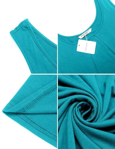 Ekouaer Plus Women's Nightgown Novelty Sleepshirts Sleeveless Sleep Shirt Loose Comfy Pajama Dress Sleepwear Peacock Blue Xxl #TOP4