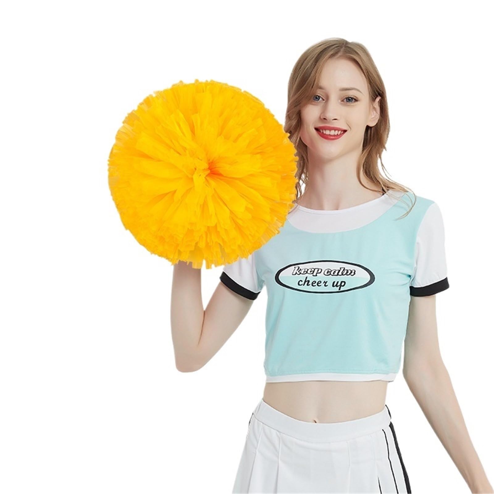 Pompom Cheerleading Team Hand Flower Sports Performance Dance Props Ball for Cheerleaders(Yellow)