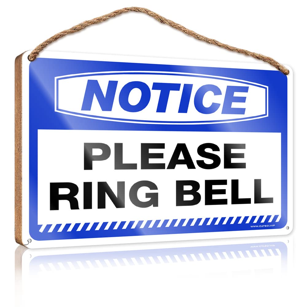 Dtha One Color Bathroom Decor Wall Art Funny Notice Please Ring Bell Wooden Sign Cool Posters For Guys Welcome Sign(15X28cm)