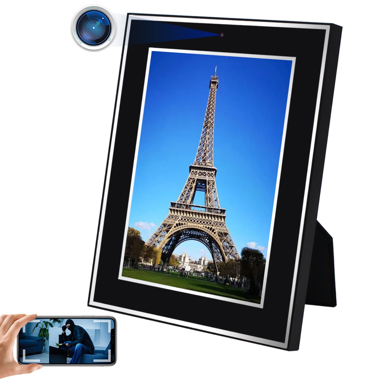 Hidden Camera Spy Photo Frame HD 1080P WiFi Cameras Picture Frame Wireless Security Nanny Cam with A