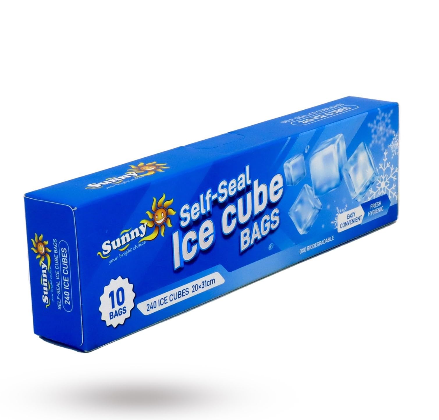 Ice Cube Bags Self-Seal 240 Ice Cubes 20cm x 31cm, 10 Pieces