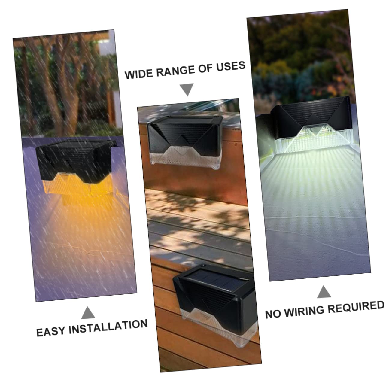 VILLCASE Solar Step Lights 4-Pack Waterproof Outdoor Garden Lights Solar-Powered Pathway Lamps Energy-efficient