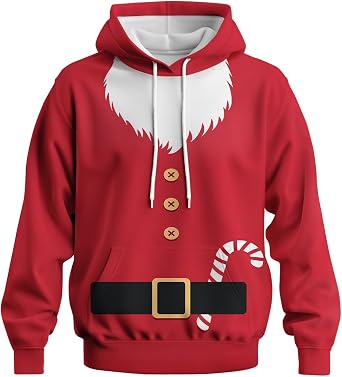 Santa Claus Hoodie Funny Christmas Graphic Sweatshirt Pullover