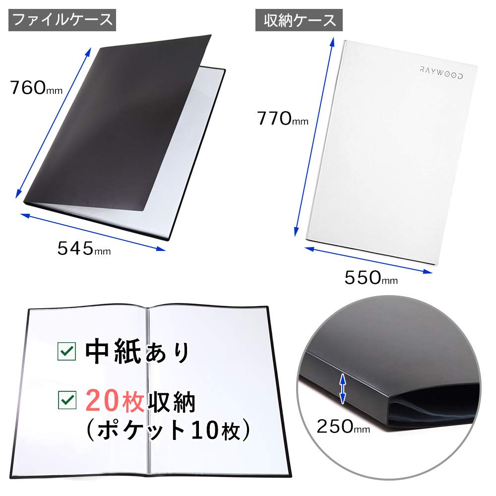 Amazon.co.jp: RAYWOOD B2 ポスターファイル ケース 中紙あり 保管用