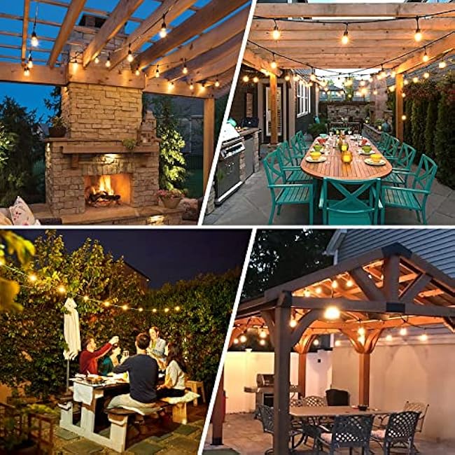 BRIMAX 12FT Outdoor String Lights with 5 LED Bulbs Outdoor Lights Shatterproof Edison Bulb Commercial Grade Waterproof LED Outside Light for Bistro Gazebos Porch Patio Garden