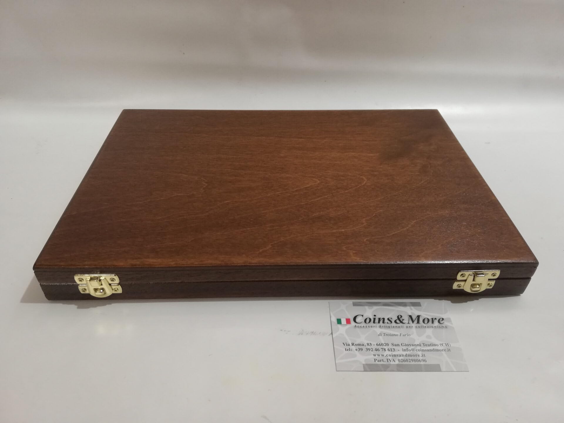 Coins&More Cofanetto in legno per orologi da taschino, gemme, fossili e minerali – fatto a mano, interni morbidi, certificato
