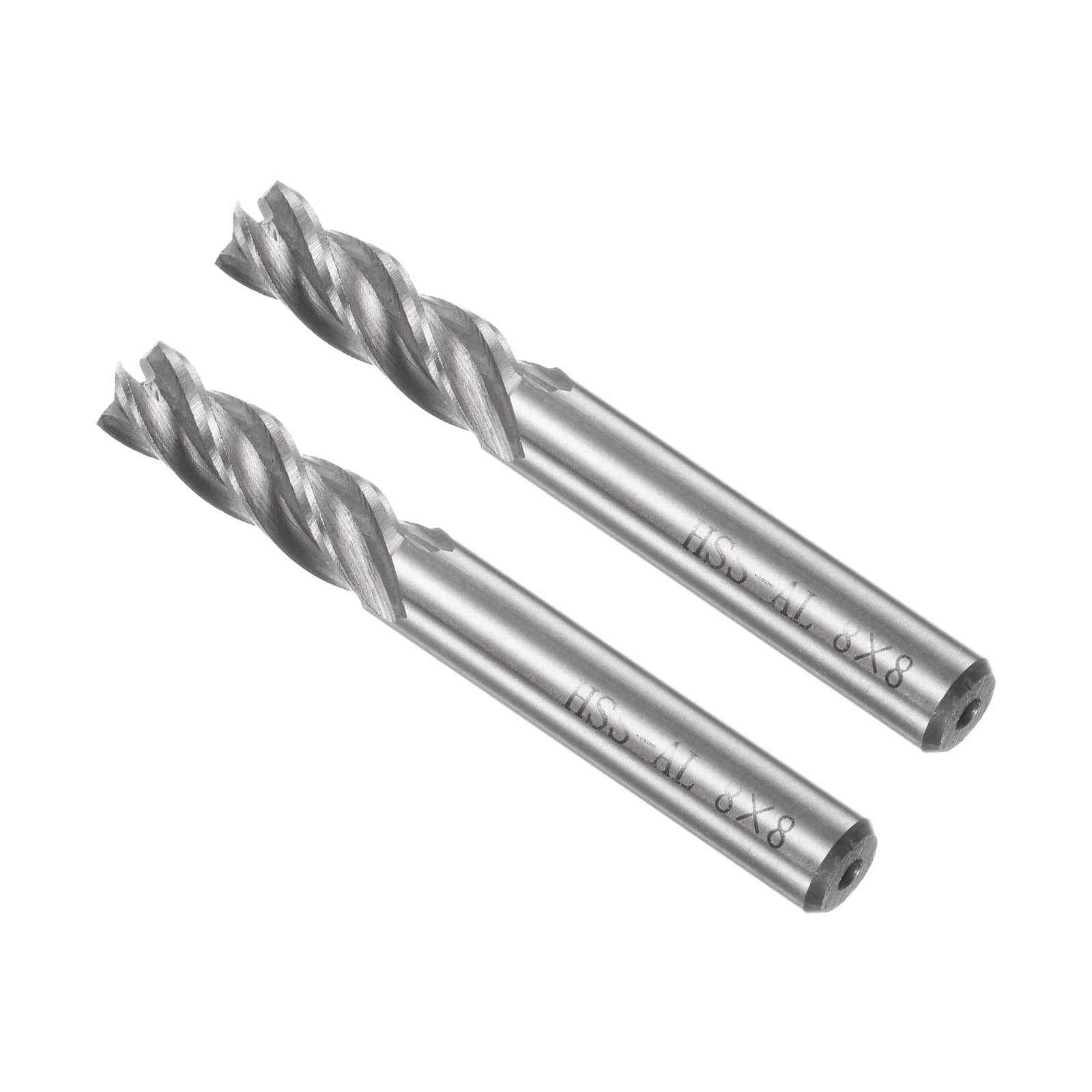 QUARKZMAN 8mm Embout Carré Mills x 2PCS Haute Vitesse Acier 4 Flûtes Fraisage Fraises pour Rainure Usinage, [8mm Tige, 65mm Longueur]