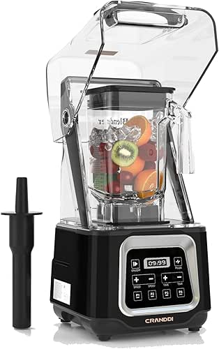 CRANDDI Commercial Smoothie Blender, 2200W High-Power Smart Blender with 4