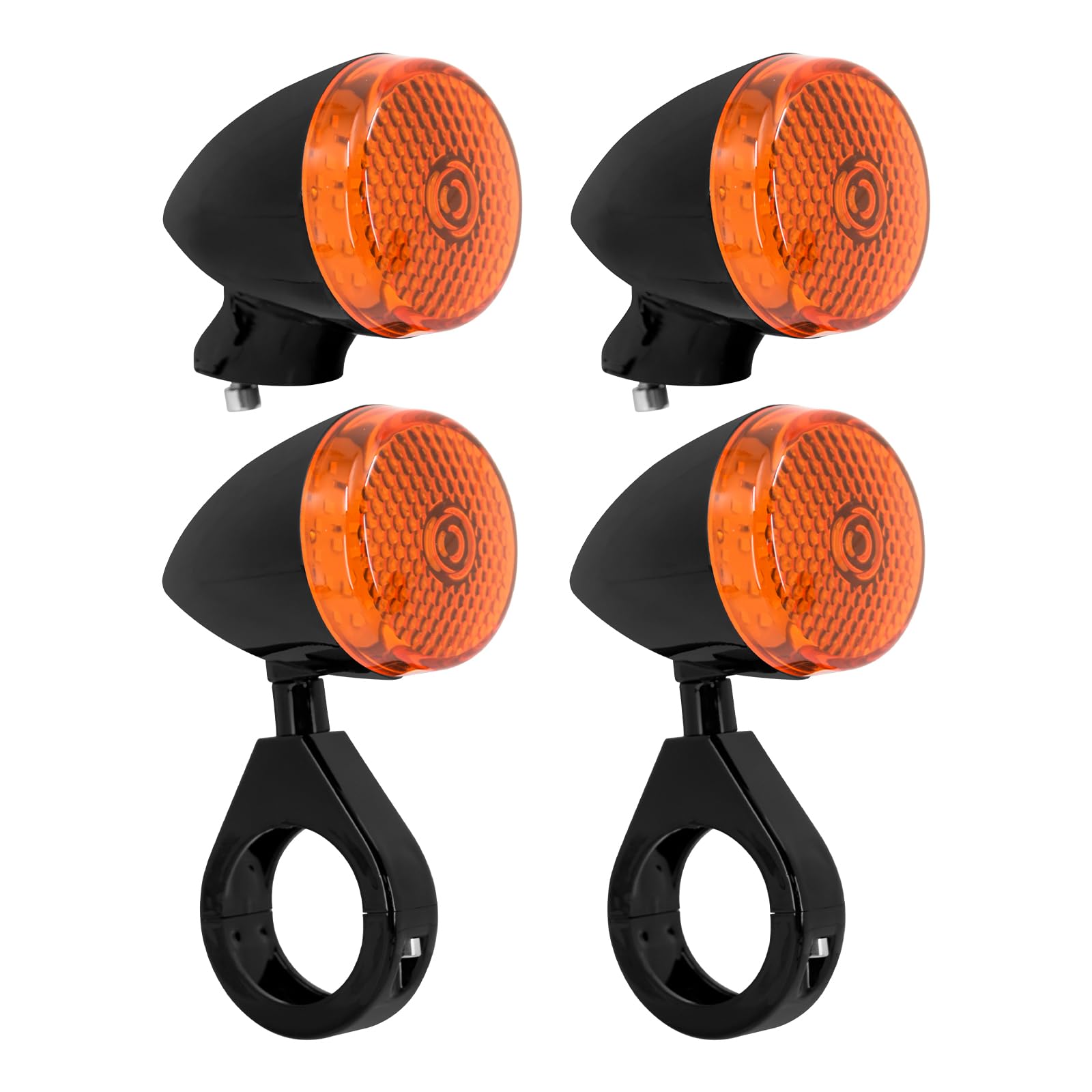 4Pcs LED Turn Signal Light Black-Orange Lens