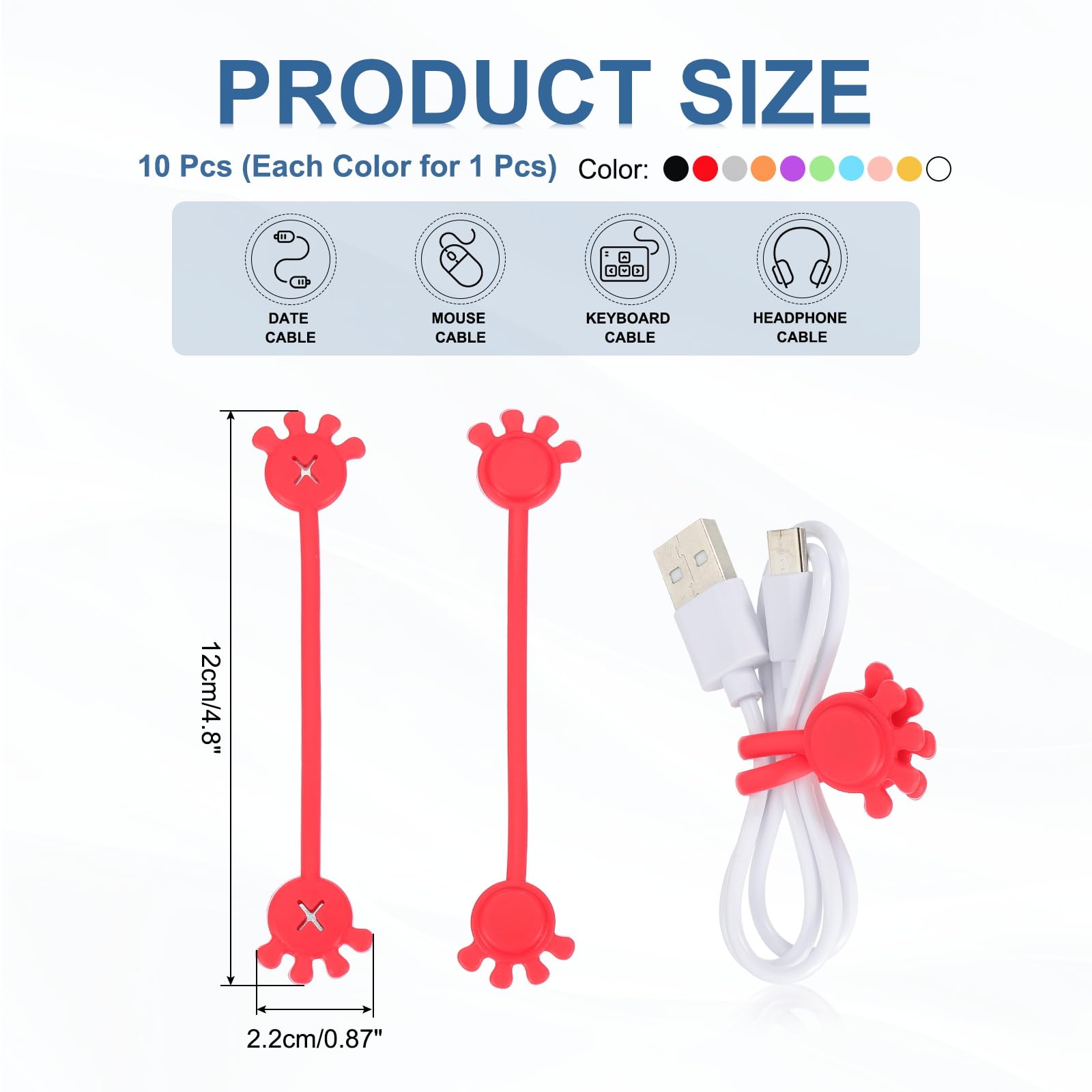 PATIKIL 10 PCS Magnetic Cable Ties - Image 2