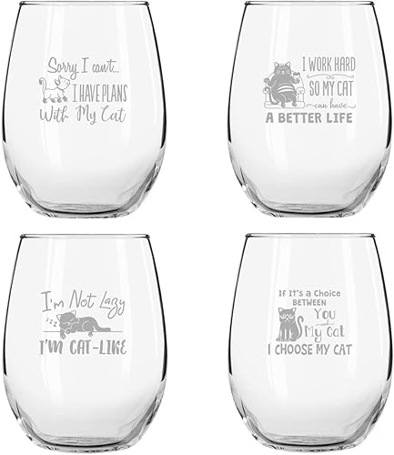 Miniatura 4 de Juego de 4 copas de vino divertidas sin tallo, divertida idea de regalo para mujeres, dueños de mascotas y amantes del vino, vaso de 15 onzas con