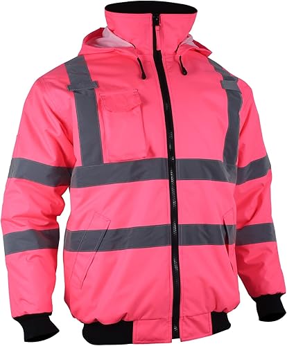 FONIRRA Chaqueta de seguridad reflectante de alta visibilidad, ropa de trabajo, ANSI, impermeable, con forro acolchado, chaqueta ligera para mujeres
