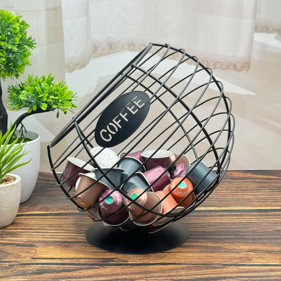 Guolich Panier à Capsules Café Cylindrique - Organisateur Dosettes Grande Capacité En Bois