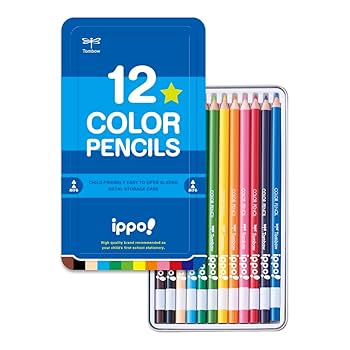 Amazon | トンボ鉛筆 色鉛筆 12色 小学生 ippo! (スライド式の缶