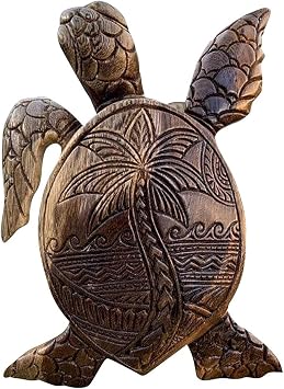Sea Turtle Figurine, Hawaiian Turtles Resin Hand Carved Turtle Tortoise Statue, Seaside Tropical Nautical Ocean Coastal Decoration for Home Decor A