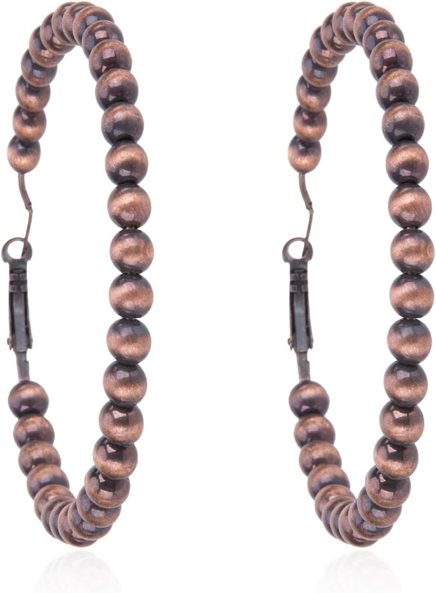 Montana West Rustic Couture Western Hoop Earrings for Women - Cowgirl Concho Turquoise Statement Jewelry