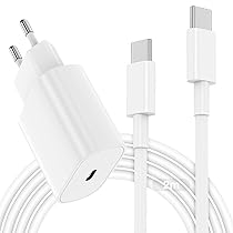 20W caricatore Rapido e Cavo USB C a C 2m, USBC Caricabatteria con Cavetto 2m per Apple iPhone 17, 16e, 15 Pro Max, Plus, Per iPad Pro 12.9, 11, Air, Mini, 10, Alimentatore Tipo C Ricarica Spina Rapida