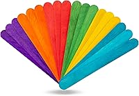 Vista 8 de WISYOK 120 piezas de palos de madera jumbo de colores de 6" para manualidades de madera arcoíris - Palos de piruleta de madera para diseños