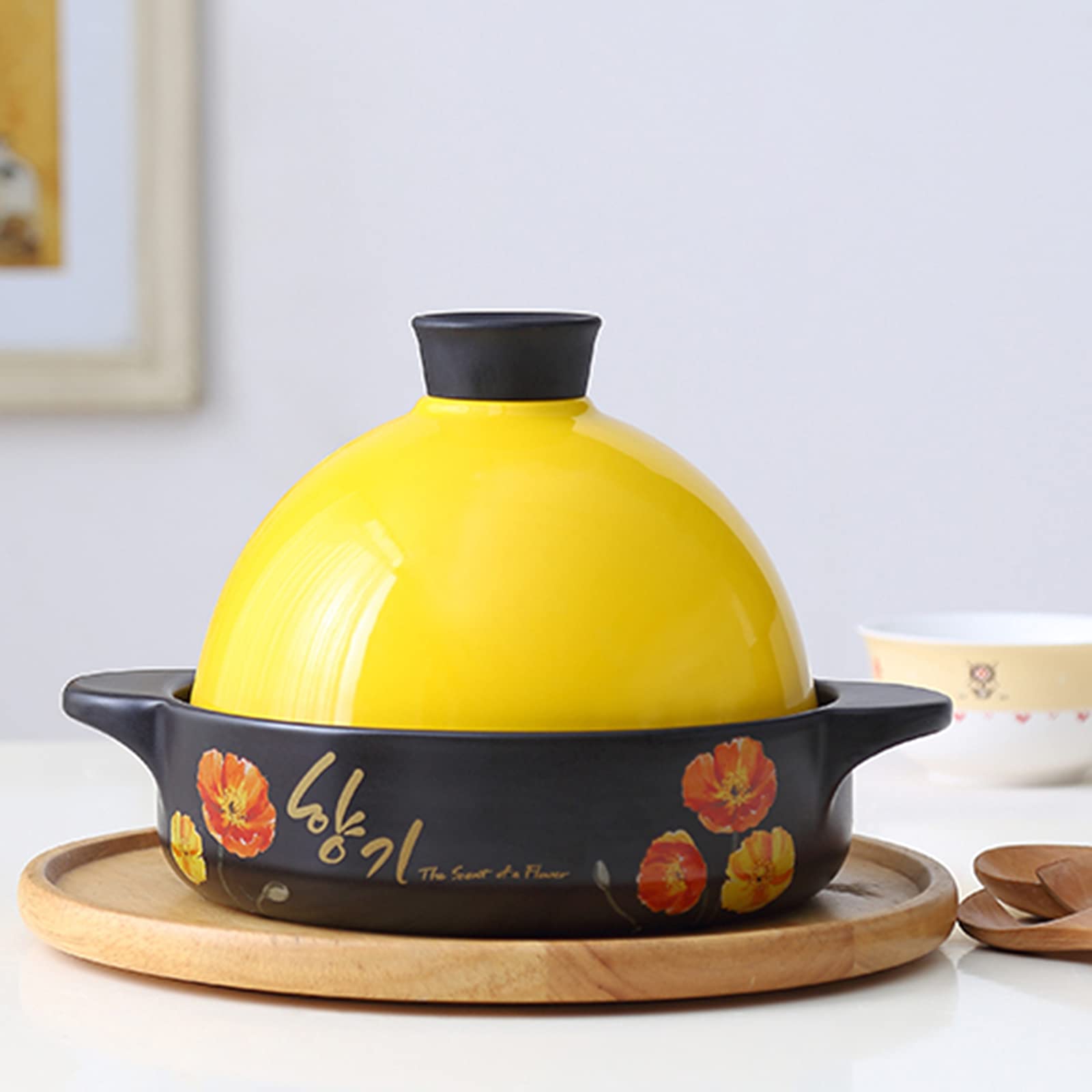 Marmite à tajine en argile Moroan – Mijoteuse pour cuisiner des aliments sains, marmite à tajine avec couvercle en céramique pour la cuisine et les cadeaux de maison