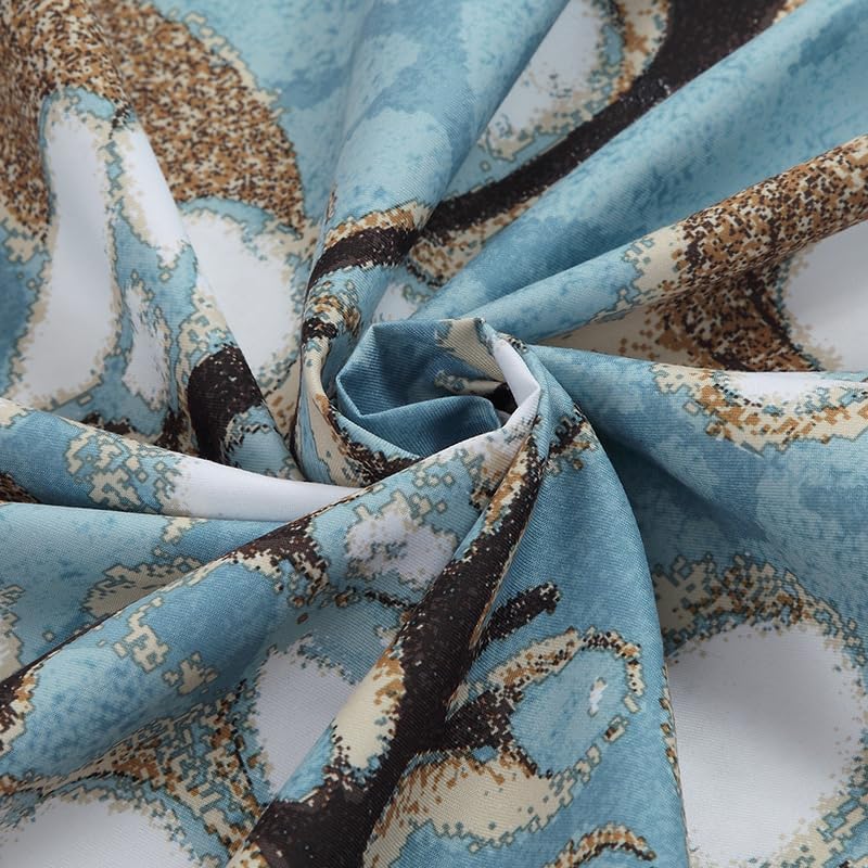 Miniatura 4 de Hanakotoba - Cortina de ducha de poliéster impermeable con estampado de plantas blancas y azul marino para baño, 72 pulgadas de ancho x 72 pulgadas