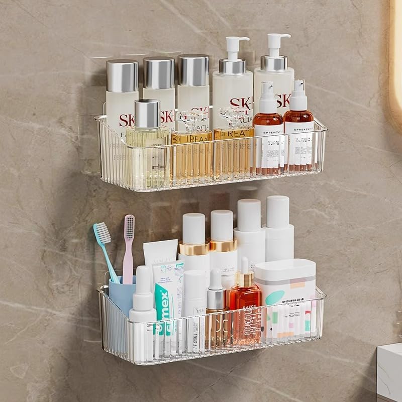 Miniatura 4 de Organizador adhesivo para ducha de 2 piezas, organizador de maquillaje, organizador de maquillaje, cubos de almacenamiento para baño y cocina