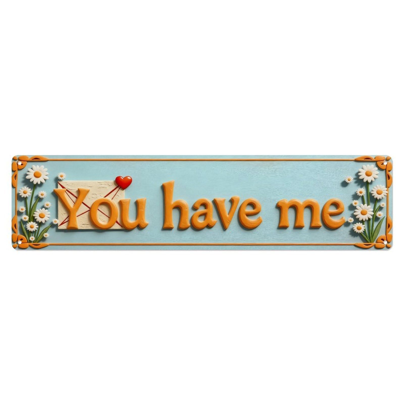 Floral Heart Envelope Text Border Metal Tin Sign Plaque