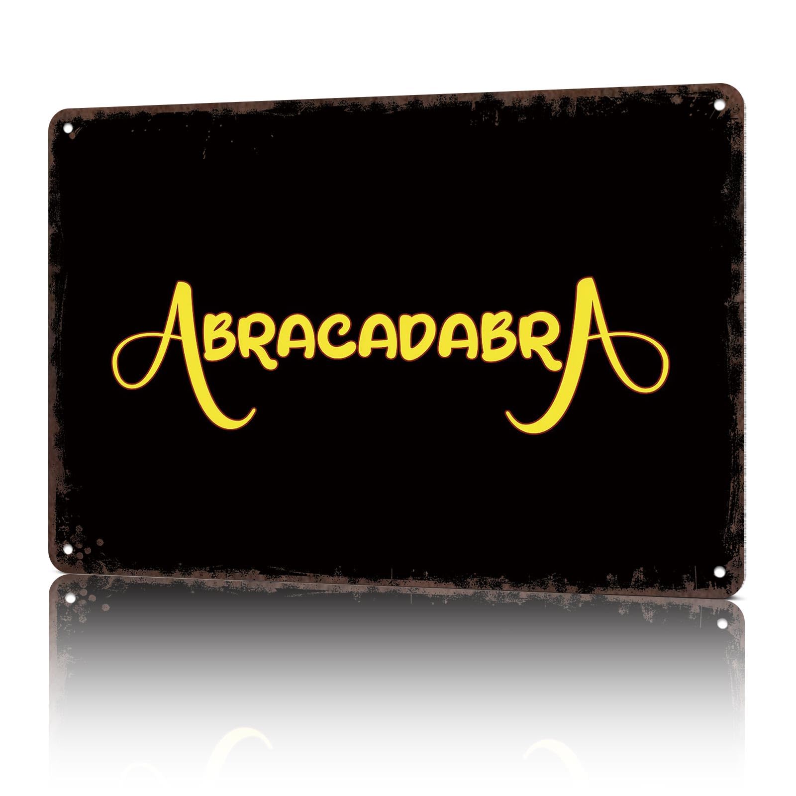 KWQDOZF Vintage Metal Signs Abracadabra Cute Text Yell Funny 8x12inch
